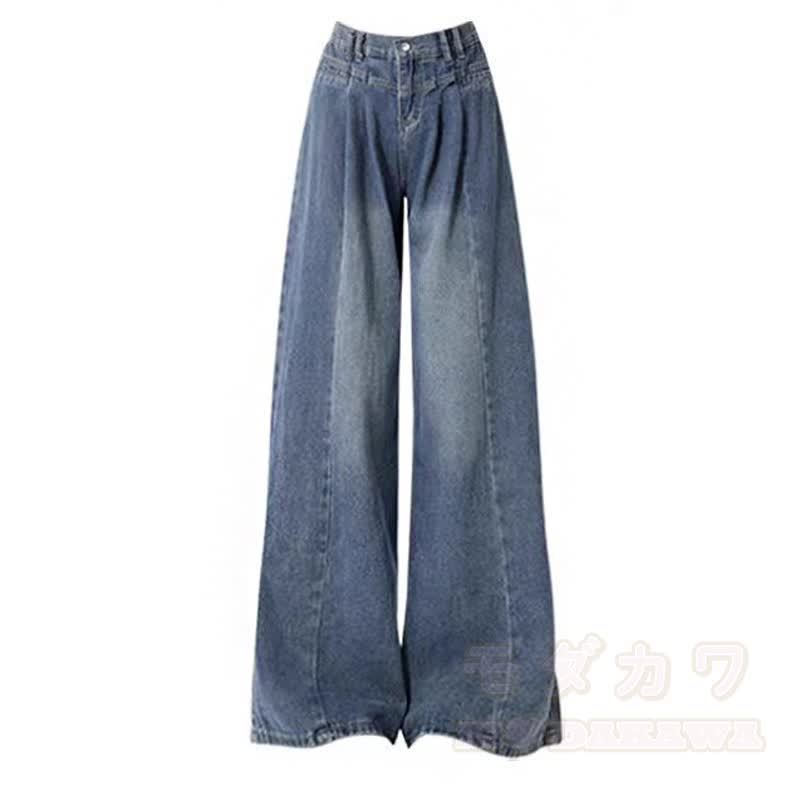 Casual Retro Knit Cardigan And Wide Leg Jeans Two Pieces Set - Pants - 4XL - image 3