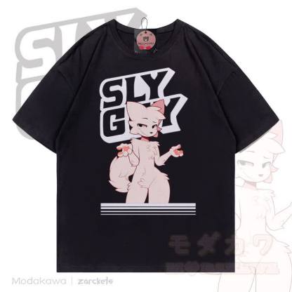 MODAKAWA X zarckets SLY GUY Fox Print Cotton T-shirt - Black - 5XL - image 1