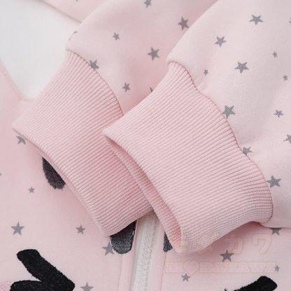 High Quality Durable Press Star Print Cat Embroidery Zip Up Hooded Sweatshirt - image 7