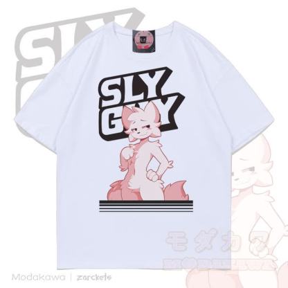 MODAKAWA X zarckets SLY GUY Cartoon Fox Graphic T-shirt - White - 5XL - image 3