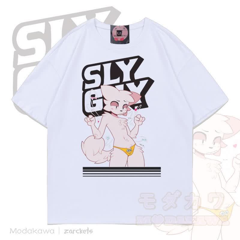 MODAKAWA X zarckets Sly Guy Fox Print Cotton T-shirt - White - 5XL - image 3