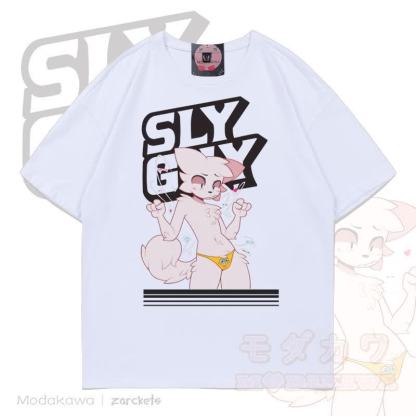 MODAKAWA X zarckets Sly Guy Fox Print Cotton T-shirt - White - 5XL - image 3