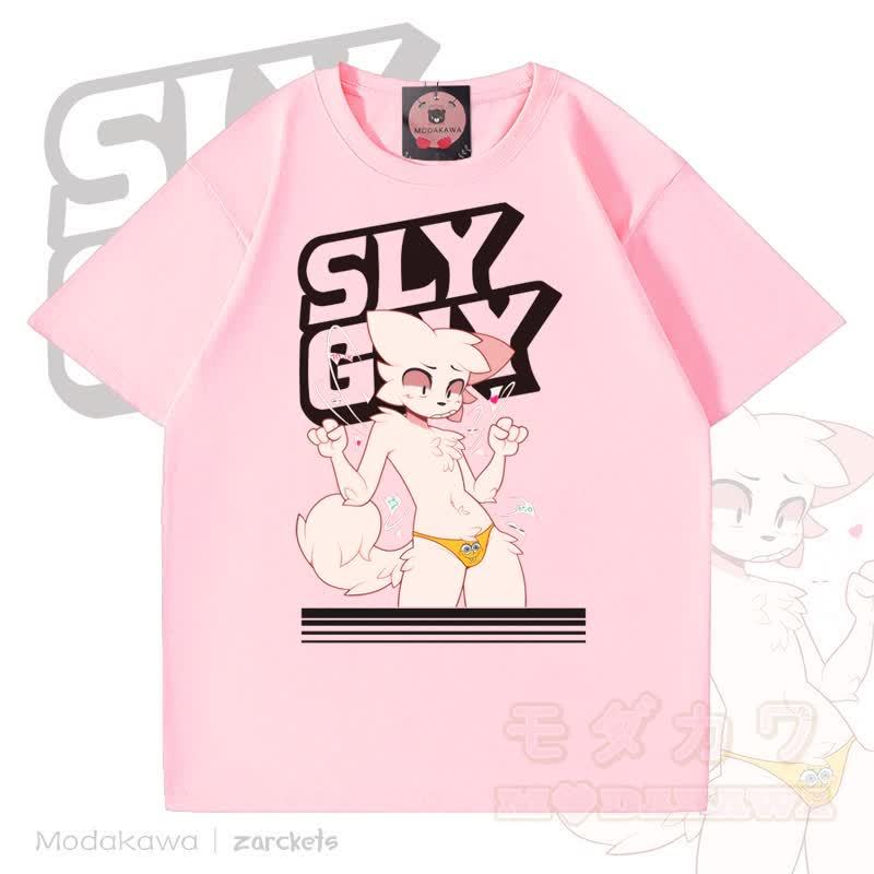 MODAKAWA X zarckets Sly Guy Fox Print Cotton T-shirt - Pink - 5XL - image 4