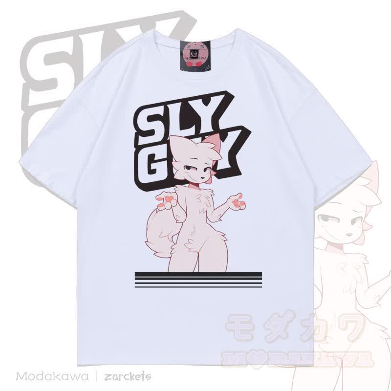 MODAKAWA X zarckets SLY GUY Fox Graphic Cotton T-shirt - White - 5XL - image 3