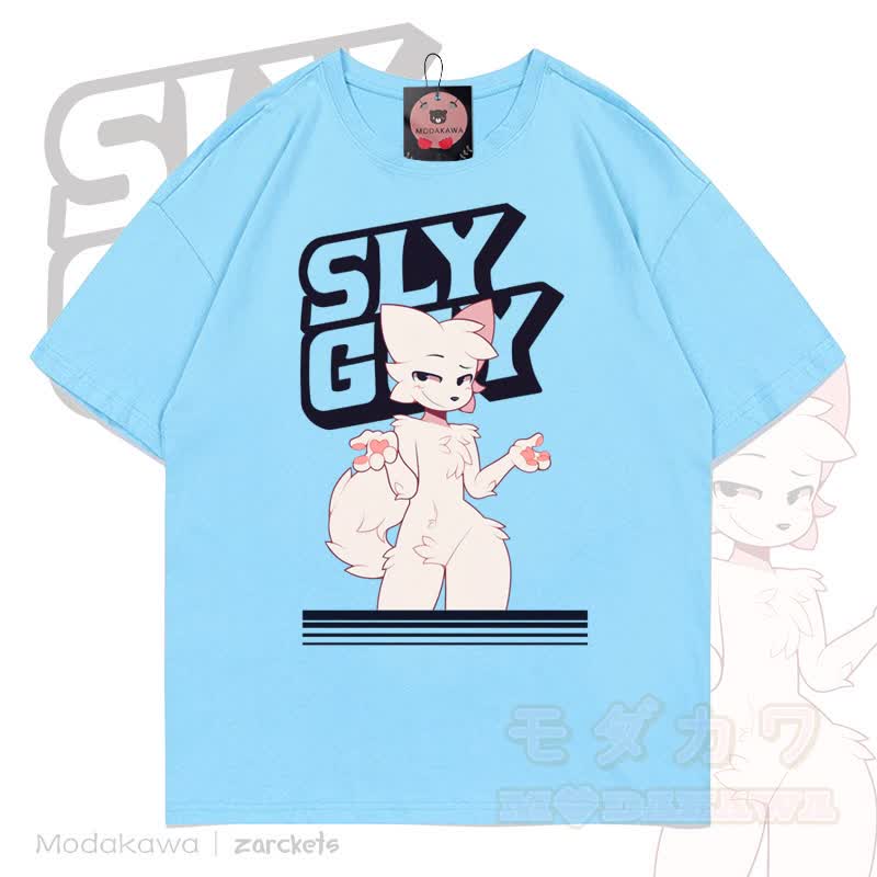 MODAKAWA X zarckets SLY GUY Fox Graphic Cotton T-shirt - Blue - 5XL - image 5