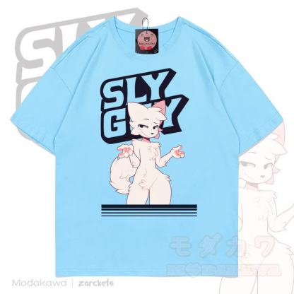MODAKAWA X zarckets SLY GUY Fox Graphic Cotton T-shirt - Blue - 5XL - image 5