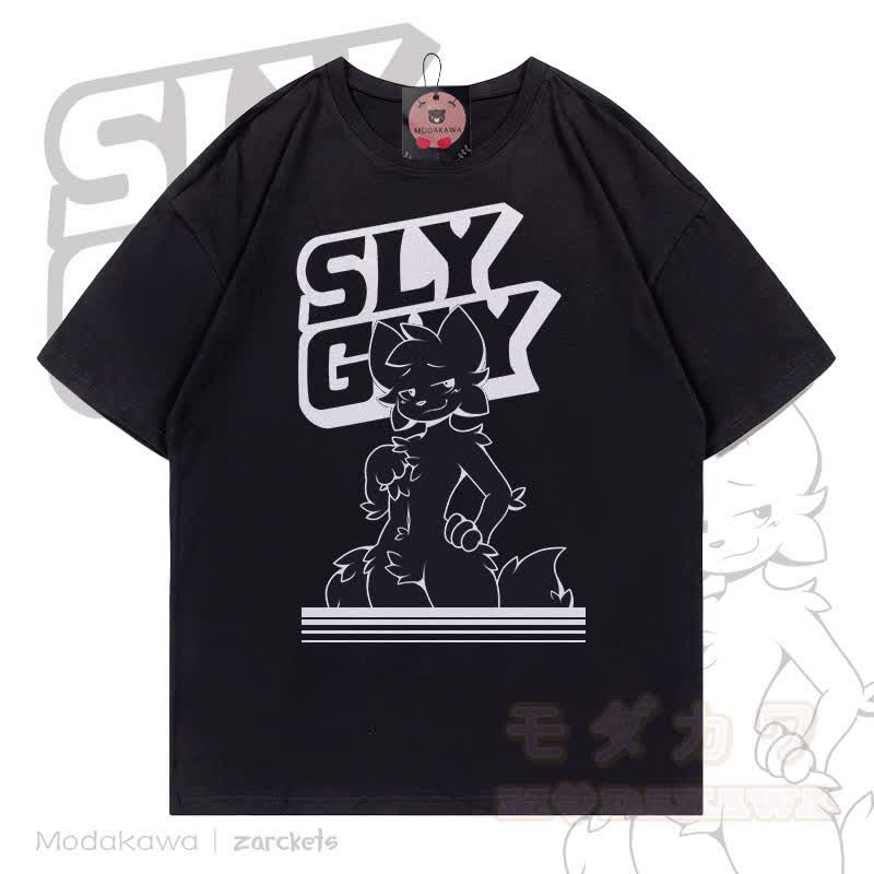 MODAKAWA X zarckets SLY GUY Fox Print T-shirt - Black - 5XL - image 2