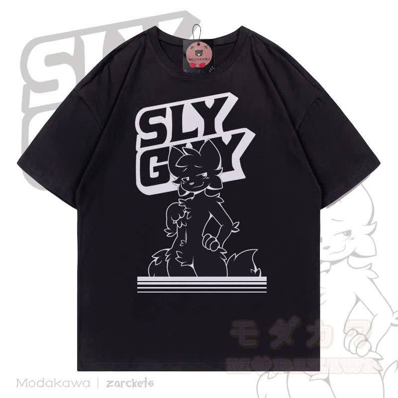 MODAKAWA X zarckets SLY GUY Fox Print T-shirt - Black - 5XL - image 2