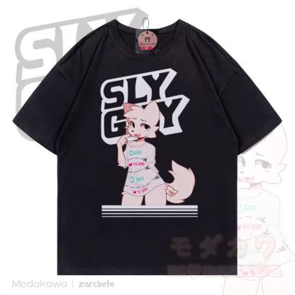 MODAKAWA X zarckets SLY GUY Cute Fox Graffiti T-shirt - Black - 5XL - image 3