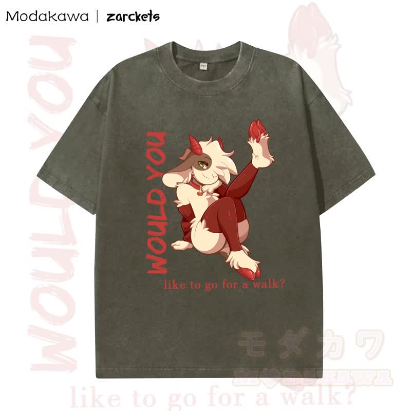 MODAKAWA X zarckets WOULD YOU Sheep Print Washed T-shirt - Dark Green - 5XL - image 7