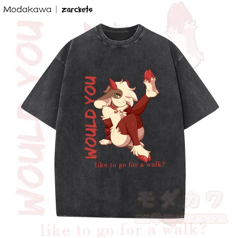 MODAKAWA X zarckets WOULD YOU Sheep Print Washed T-shirt - Black - 5XL - image 5