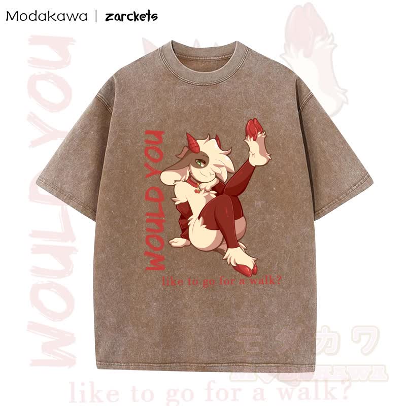 MODAKAWA X zarckets WOULD YOU Sheep Print Washed T-shirt - Coffee - 5XL - image 3