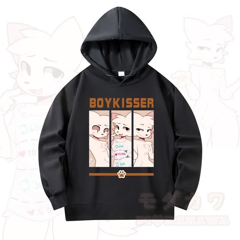 MODAKAWA X zarckets Fox Print Long Sleeve Hooded Sweatshirt - Black - 4XL - image 1