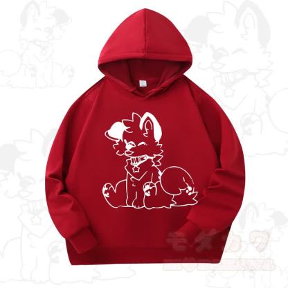 MODAKAWA X Popipeko Cute Dog Print Long Sleeve Hooded Sweatshirt - Wine - 4XL - image 7