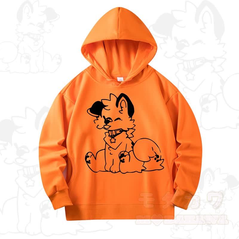 MODAKAWA X Popipeko Cute Dog Print Long Sleeve Hooded Sweatshirt - Orange - 4XL - image 8