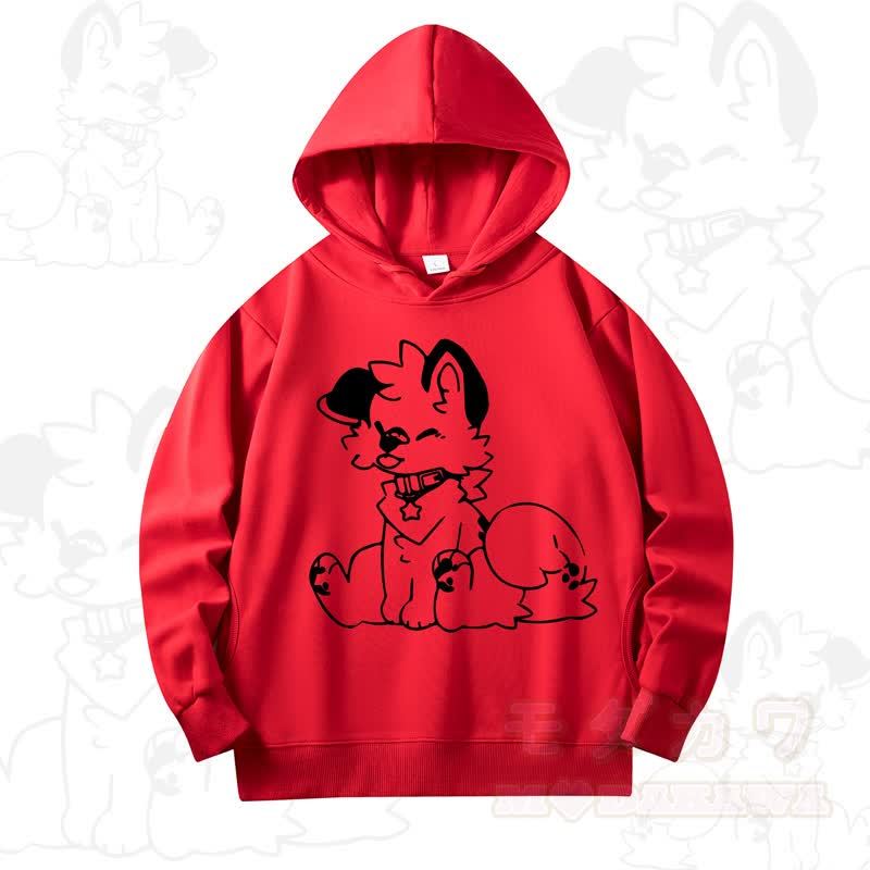 MODAKAWA X Popipeko Cute Dog Print Long Sleeve Hooded Sweatshirt - Red - 4XL - image 12