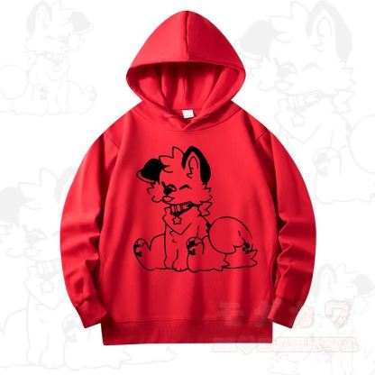 MODAKAWA X Popipeko Cute Dog Print Long Sleeve Hooded Sweatshirt - Red - 4XL - image 12