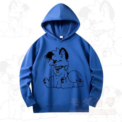 MODAKAWA X Popipeko Cute Dog Print Long Sleeve Hooded Sweatshirt - Dark Blue - 4XL - image 5