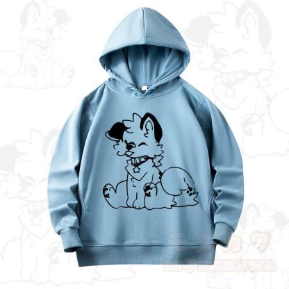 MODAKAWA X Popipeko Cute Dog Print Long Sleeve Hooded Sweatshirt - Light Blue - 4XL - image 6