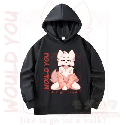 MODAKAWA X zarckets WOULD YOU Fox Print Long Sleeve Hooded Sweatshirt - Black - 4XL - image 2