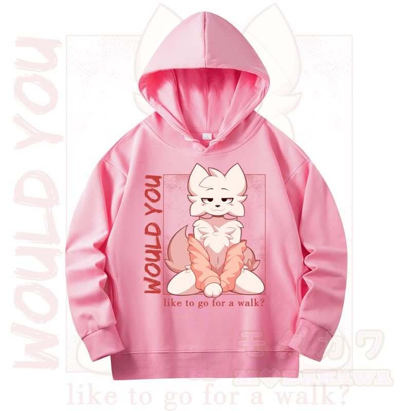 MODAKAWA X zarckets WOULD YOU Fox Print Long Sleeve Hooded Sweatshirt - Pink - 4XL - image 8