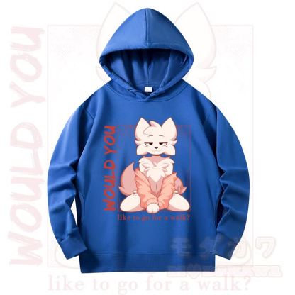 MODAKAWA X zarckets WOULD YOU Fox Print Long Sleeve Hooded Sweatshirt - Dark Blue - 4XL - image 5