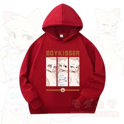 MODAKAWA X zarckets Fox Print Long Sleeve Hooded Sweatshirt - Wine - 4XL - image 4