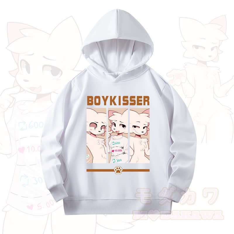 MODAKAWA X zarckets Fox Print Long Sleeve Hooded Sweatshirt - White - 4XL - image 7