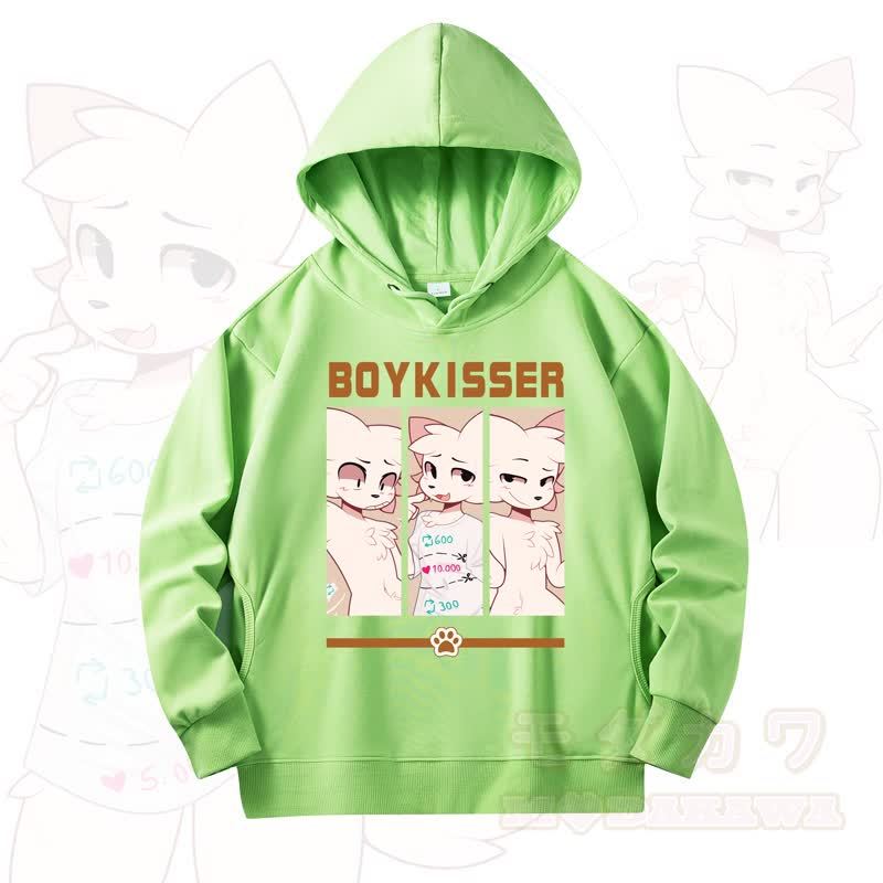 MODAKAWA X zarckets Fox Print Long Sleeve Hooded Sweatshirt - Light Green - 4XL - image 11