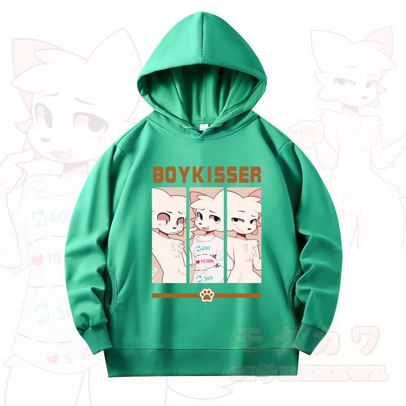 MODAKAWA X zarckets Fox Print Long Sleeve Hooded Sweatshirt - Green - 4XL - image 12