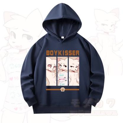 MODAKAWA X zarckets Fox Print Long Sleeve Hooded Sweatshirt - Navy Blue - 4XL - image 13