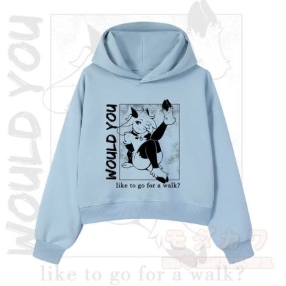 MODAKAWA X zarckets WOULD YOU Fox Graphic Cropped Cotton Hoodie - Blue - 3XL - image 5