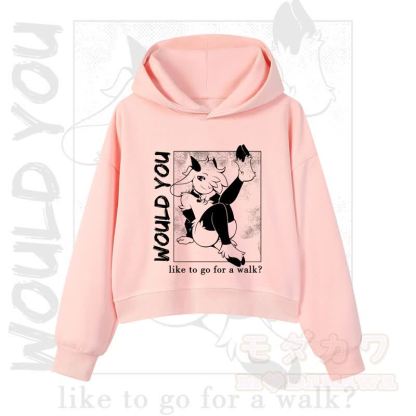 MODAKAWA X zarckets WOULD YOU Fox Graphic Cropped Cotton Hoodie - Pink - 3XL - image 4