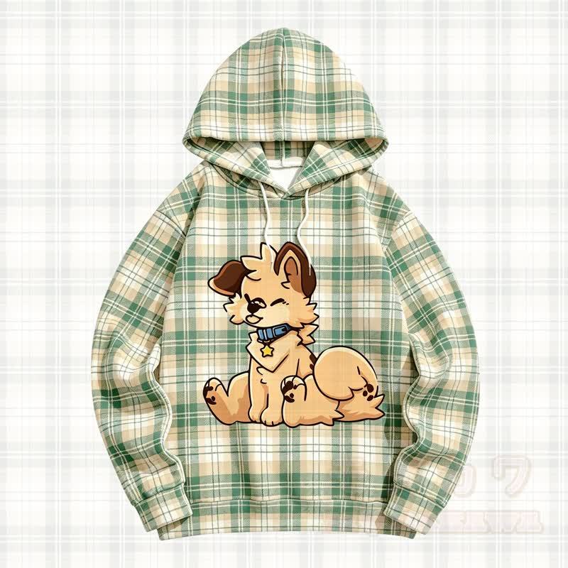 MODAKAWA X Popipeko Cute Puppy Print Hooded Sweatshirt - Green - 5XL - image 1