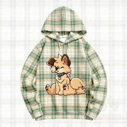 MODAKAWA X Popipeko Cute Puppy Print Hooded Sweatshirt - Green - 5XL - image 1