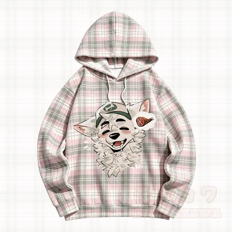 MODAKAWA X atka Cute Wolf Print Hooded Sweatshirt - Pink - 5XL - image 1