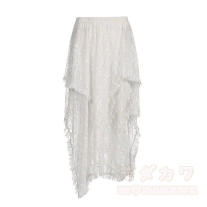 Goth Asymmetric Ruffle Dress Lace Skirt  Two Pieces Set - Skirt - 4XL - image 3