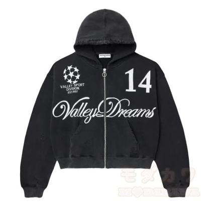 Y2K Vintage Letter Print Zip Up Hooded Jacket - Black B - 4XL - image 11