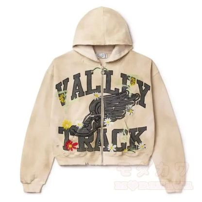 Y2K Vintage Letter Print Zip Up Hooded Jacket - Apricot - 4XL - image 3