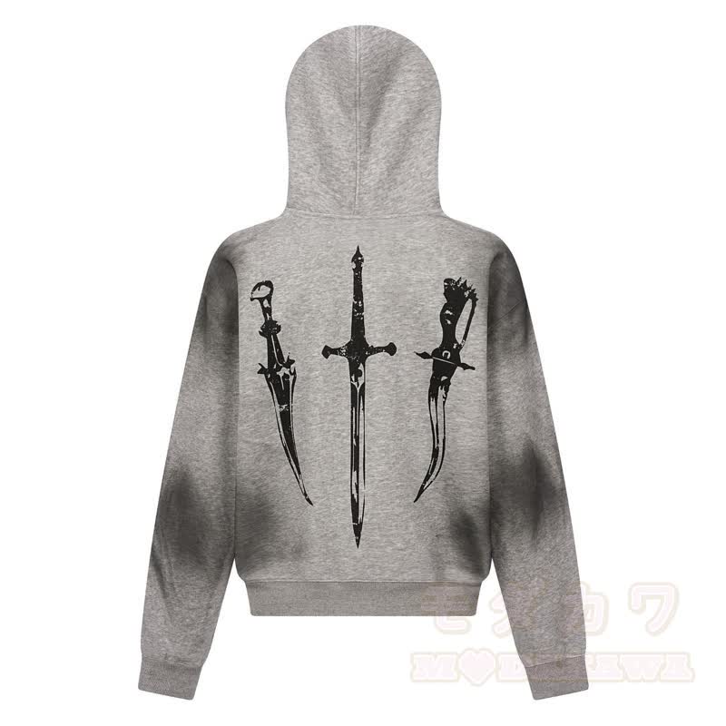 Vintage Street Style Faux Fur Trim Hooded Zip Up Sweatshirt  - image 8