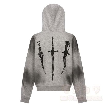 Vintage Street Style Faux Fur Trim Hooded Zip Up Sweatshirt  - image 8