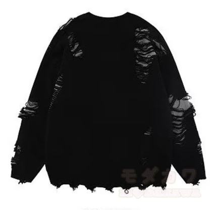 Vintage Distressed Fake Two Piece Long Sleeve Knit Sweatshirt - image 2