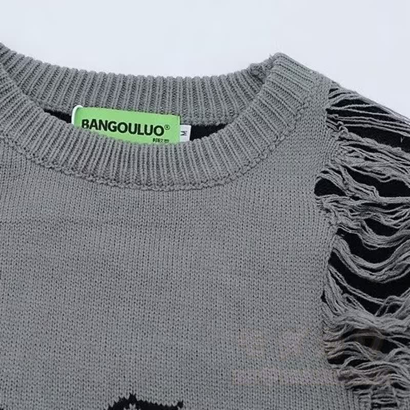 Vintage Distressed Fake Two Piece Long Sleeve Knit Sweatshirt - image 4
