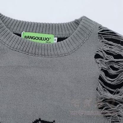 Vintage Distressed Fake Two Piece Long Sleeve Knit Sweatshirt - image 4