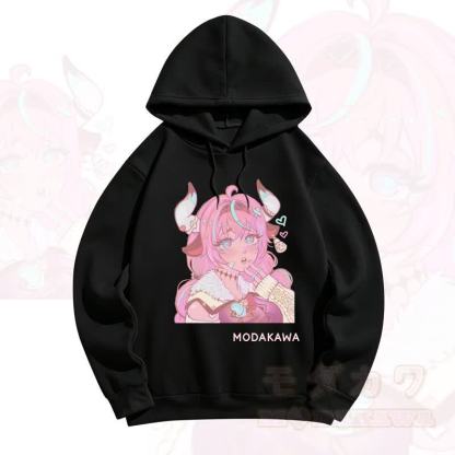  MODAKAWA X Shionslife Anime Girl Print Hooded Sweatshirt - Black - 5XL - image 1
