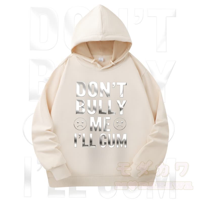 MODAKAWA DON'T BULLY ME Print Long Sleeve Hooded Sweatshirt - Beige - 4XL - image 3