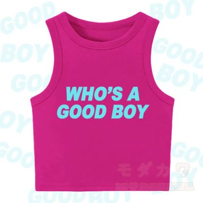 MODAKAWA WHO'S A GOOD BOY Casual Cropped Tank Top - Dark Pink - XL - image 1