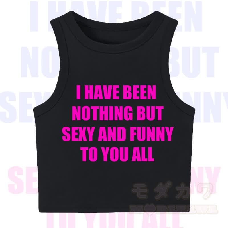 MODAKAWA Letter Print Casual Cropped Tank Top - Black - XL - image 1