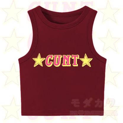 MODAKAWA CUNT Star Print Casual Cropped Tank Top - Red - XL - image 1