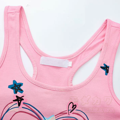 Y2K Heart Star Print Pink Racerback Cropped Tank Top - image 4